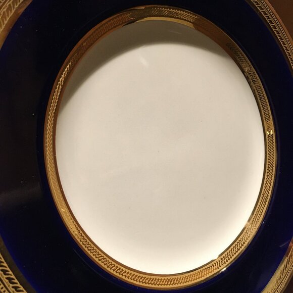 Vintage English CROWN DUCAL Cobalt and Gold Trim Dessert Plate # 2 - Picture 4 of 7